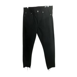 Rag & Bone Men Standard Issue Fit 1 Black Skinny Leg Button Fly Raw Hem Jeans